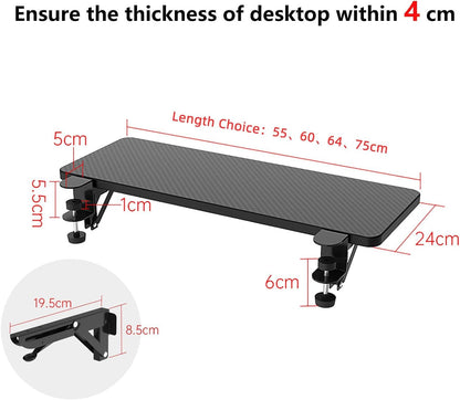 OUGIC Ergonomic Desk Extension Tray, 75X24Cm, Clamp without Punch, Keyboard Drawer Tray, Computer Armrest Table Stand
